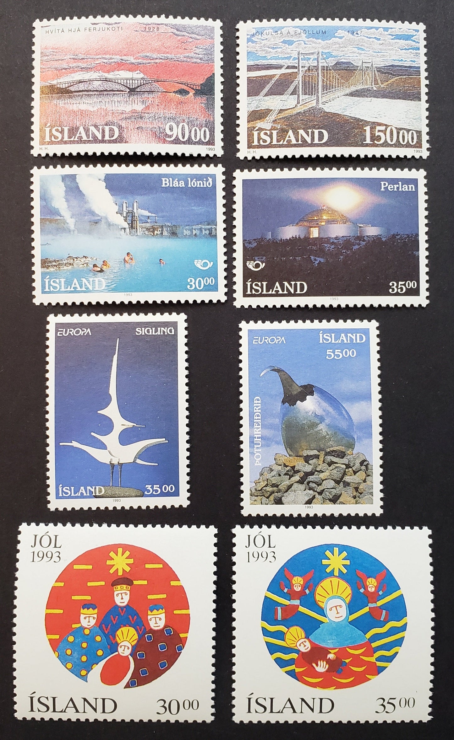 Lot 101 Iceland SC#766/778 1993 Nordica '93 / Christmas Issues, 8 VFNH Singles, Click on Listing to See ALL Pictures, 2017 Scott Cat. $17.55