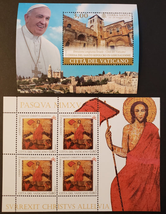 Lot 1 Vatican City SC#1575/1582var 2014 Fall Of The Berlin Wall / Easter Issues, A VFNH Souvneir Sheet And Sheet Of 4, Click on Listing to See ALL Pictures, 2017 Scott Cat. $16.5