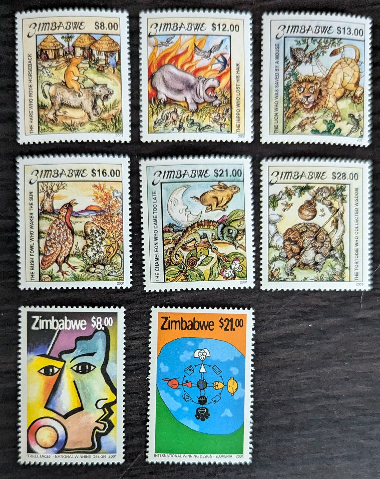 Lot 204 Zimbabwe SC#885/896 2001 Folklore - Year of Dialogue Among Civilizations Issues, 8 VFNH Singles, Click on Listing to See ALL Pictures, 2017 Scott Cat. $10