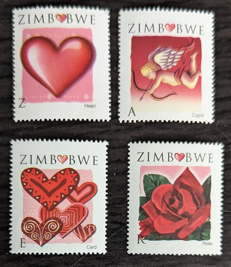 Lot 226 Zimbabwe SC#1069-1072 2008 St. Valentines Day Issue, 4 VFNH Singles, Click on Listing to See ALL Pictures, Estimated Value $14