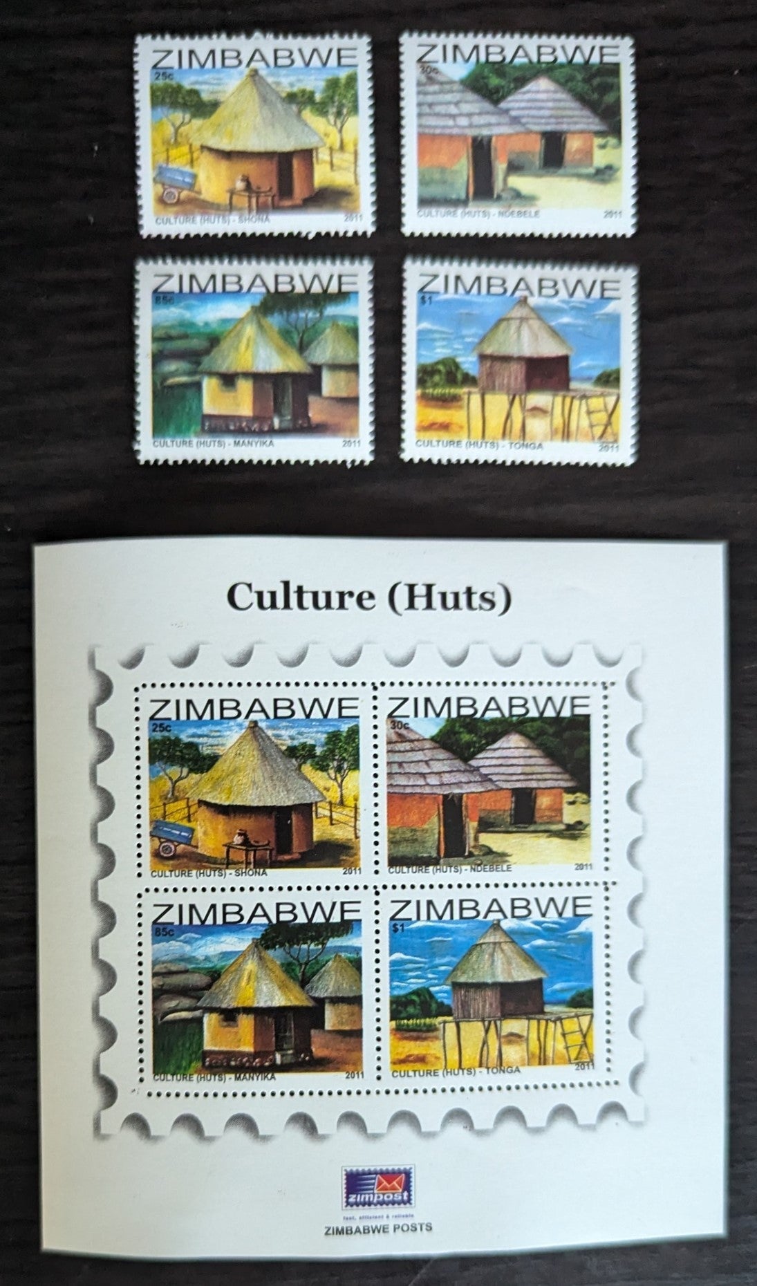 Lot 237 Zimbabwe SC#1135-1138a 2011 Hurts Issue, 5 VFNH Singles & Souvenir Sheet Of 4, Click on Listing to See ALL Pictures, 2017 Scott Cat. $10