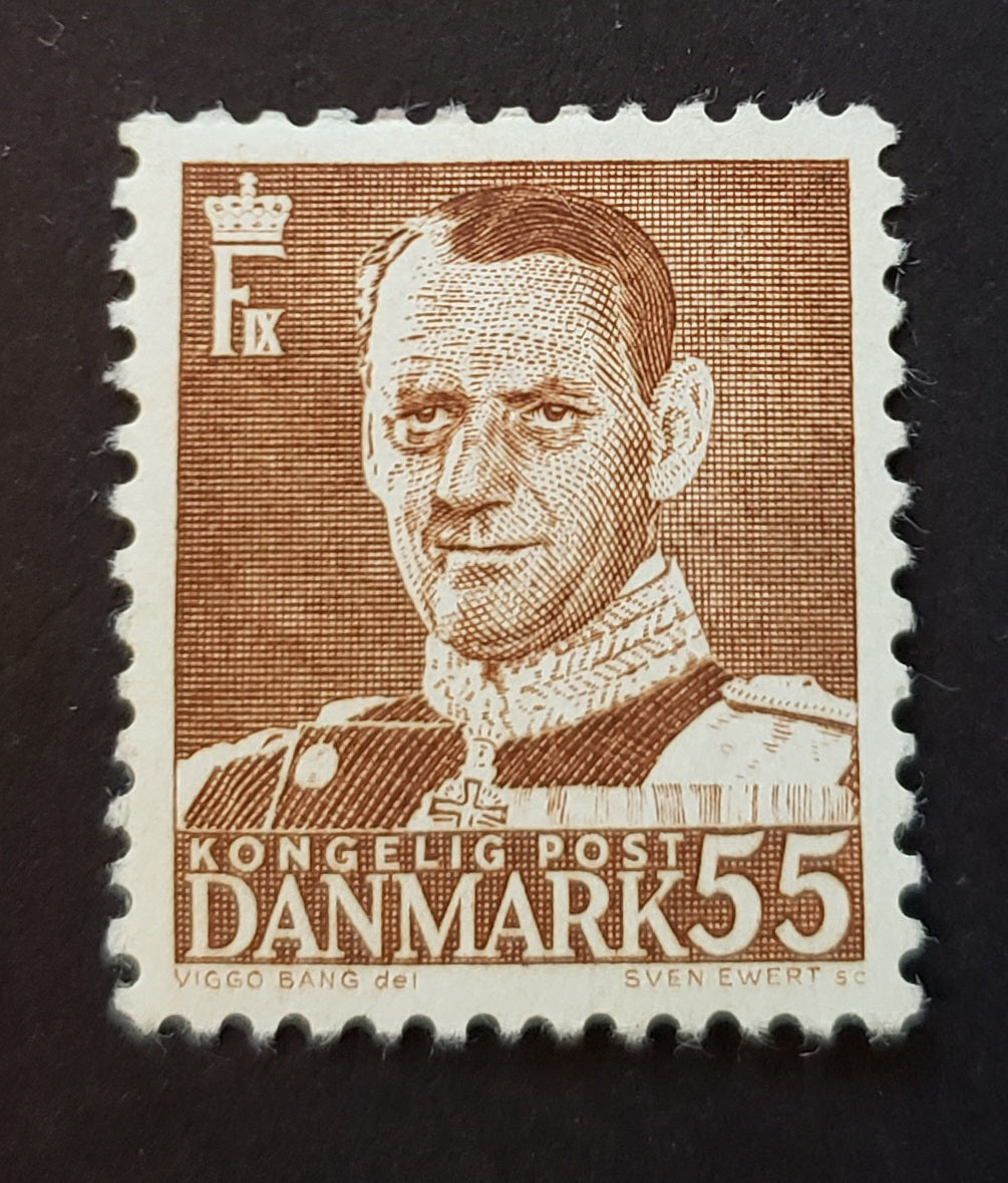 Lot 36 Denmark SC#325 55o Brown 1950-1951 Frederik IX Issue, A VFOG Single, Click on Listing to See ALL Pictures, 2017 Scott Cat. $32.5