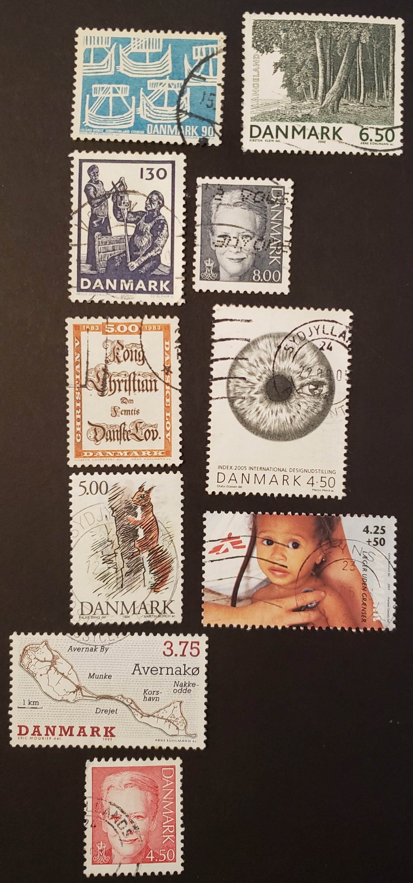 Denmark SC#455/1337 1969-2005 Nordic Cooperation / INDEX 2005 Issues, 10 F-VF Used Singles, Click on Listing to See ALL Pictures, 2017 Scott Cat. $13.25