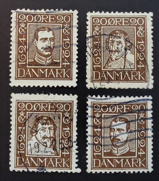 Lot 83 Denmark SC#172/175 1924 300th Anniv. Of The Danish Postal Service Issue, 4 Fine Used Singles, Click on Listing to See ALL Pictures, 2017 Scott Cat. $28