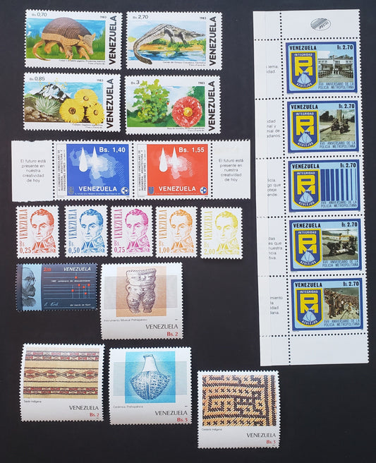 Lot 9 Venezuela SC#1362/1384 1986-1987 Fauna And Flora / Discovery Of The Tubercle Bacillus Issues, 14 VFOG & NH Singles,1 Pair And A Strip Of 5, Click on Listing to See ALL Pictures, 2017 Scott Cat. $15.25