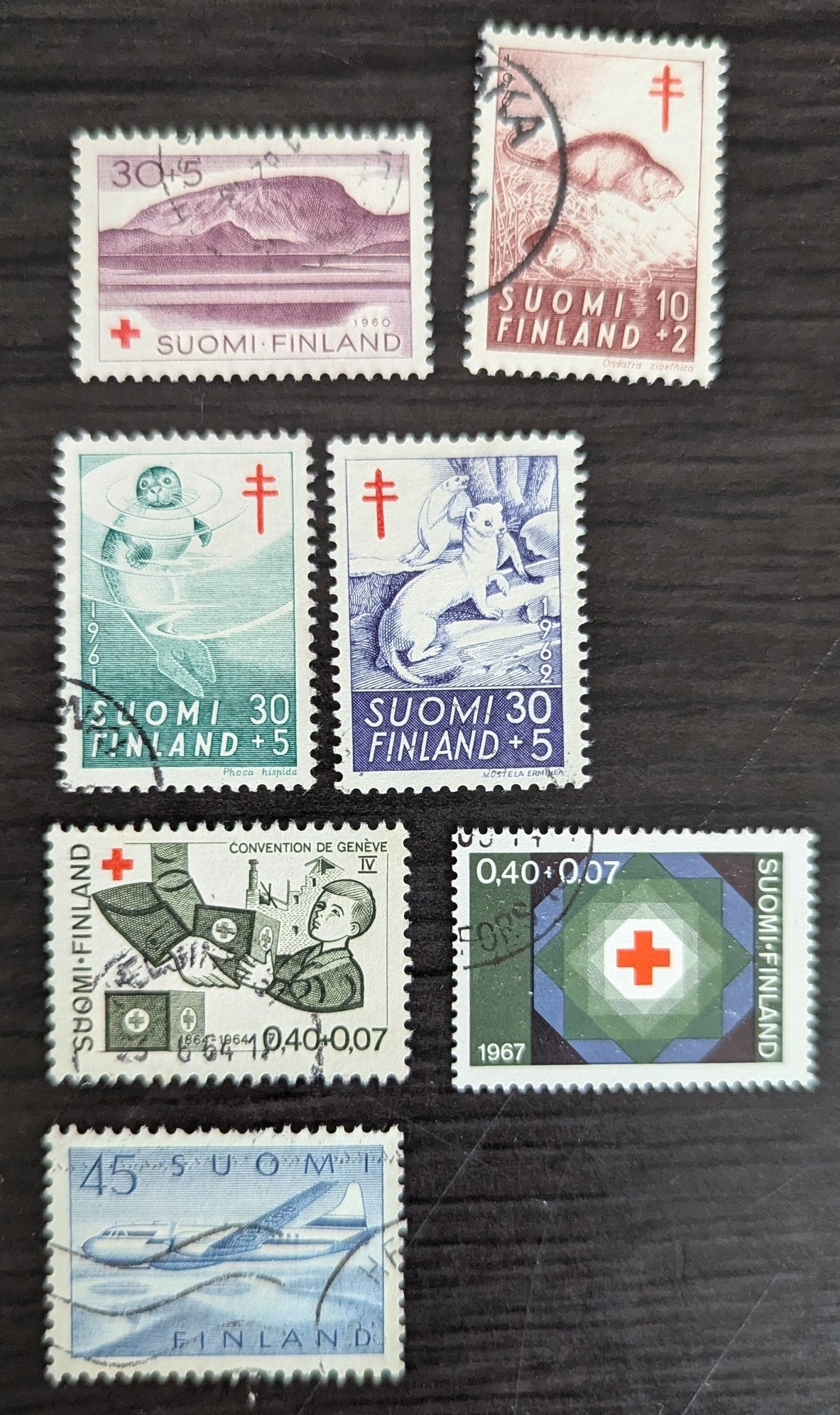 Finland SC#B159/C7 1960 Mountains - Issues, 7 Very Fine Used Singles, Click on Listing to See ALL Pictures, 2017 Scott Cat. $11.6