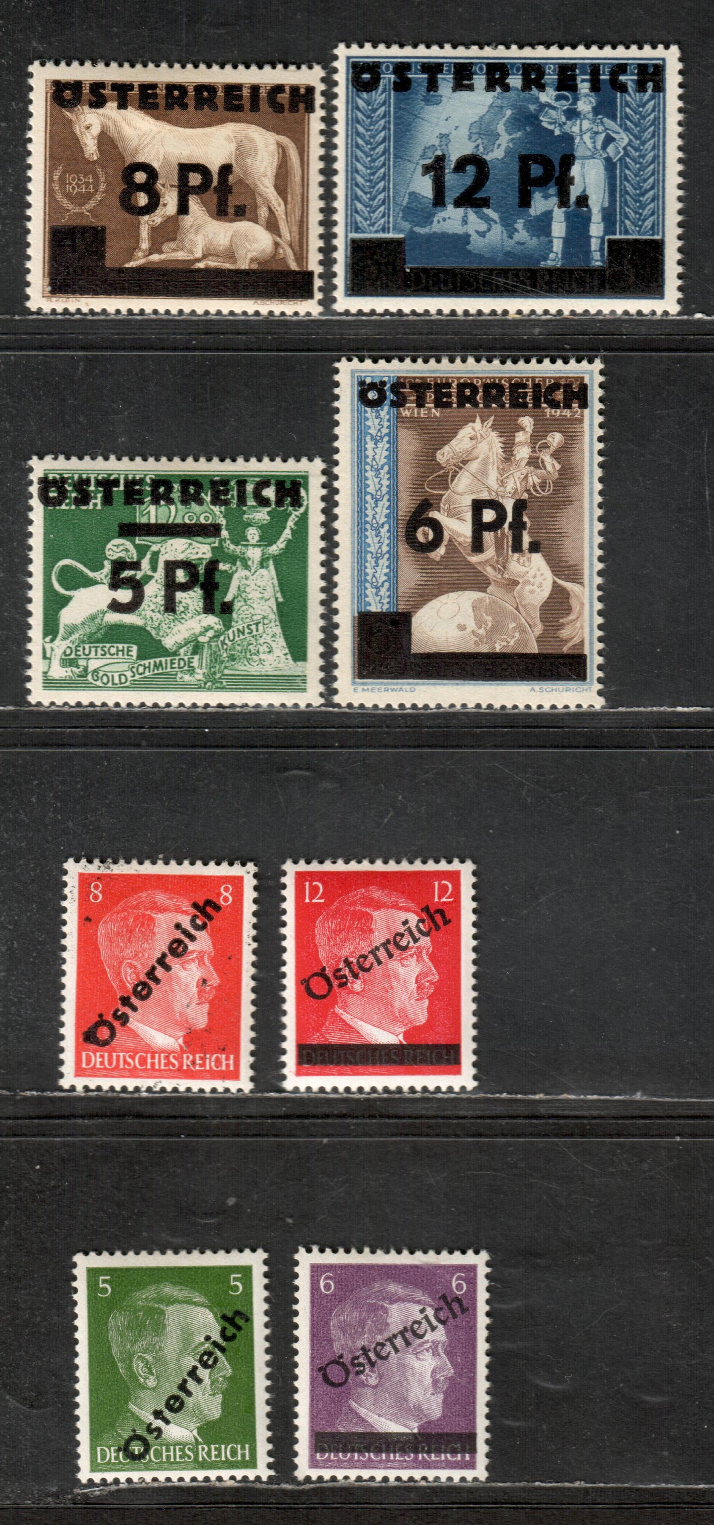 Lot 40 Austria SC#390/397 1945 Overprinted Issues, 8 VFOG Singles, Click on Listing to See ALL Pictures, 2017 Scott Cat. $10.75