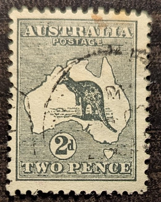 Australia SC#3b 2d Slate 1913 Kangaroo & Map Issue, Wmk 8, A Fine Used Single, Click on Listing to See ALL Pictures, 2017 Scott Cat. $15
