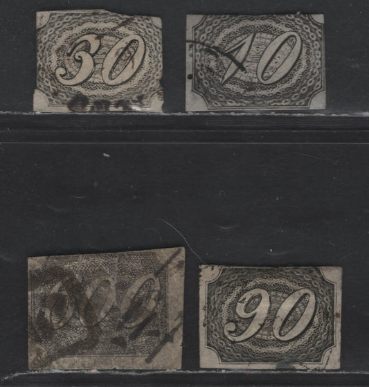 Lot 1 Brazil SC#8/13F 10r Black - 600r Black 1844-1846 Snake's Eyes Issue, Good & Fair Used Examples, Presentable Appearance, 600r Is A 1910's Forgery, Click on Listing to See ALL Pictures, 2022 Scott Classic Cat. $180 For VF, Net Est. $10