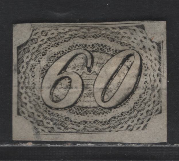 Lot 2 Brazil SC#9 60r Black 1844-1846 Snake's Eyes Issue, A VF Used Imperf Single, Click on Listing to See ALL Pictures, 2022 Scott Classic Cat. $25