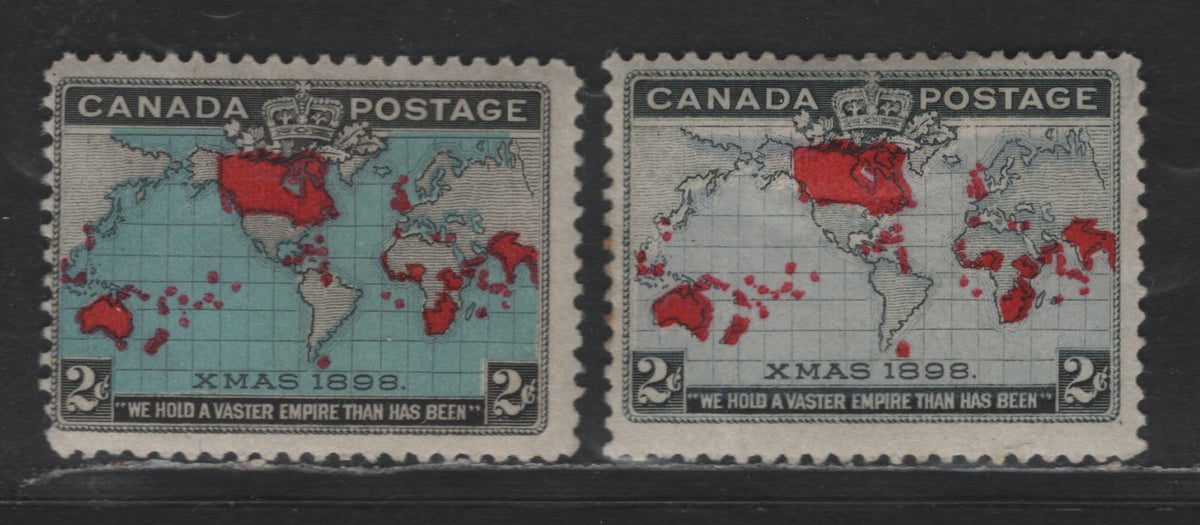 Projection Stamp Lot 340 Canada #85, 86b 2c Lavender/Deep Blue, Black & Aniline Red Mer ...