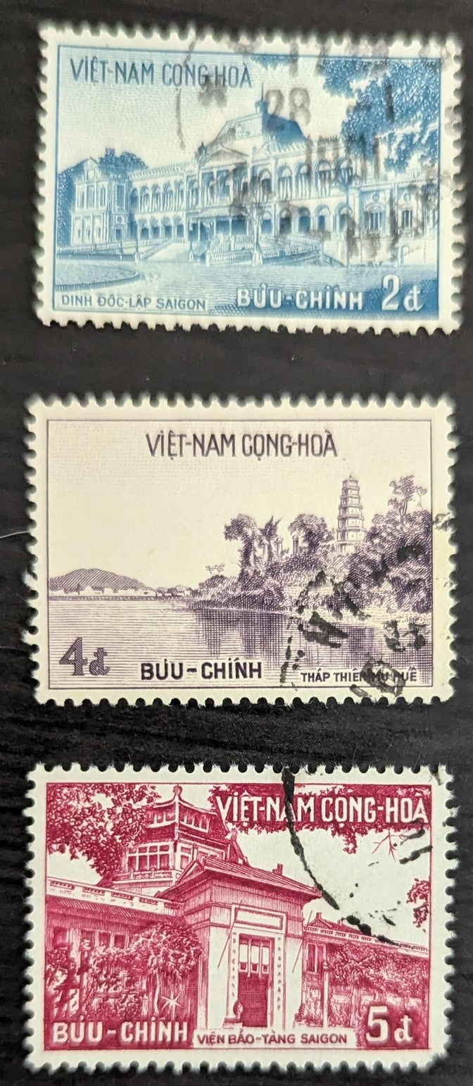 Vietnam SC#104-106 1958-1959 Architecture Issues, 3 Very Fine Used Singles, Click on Listing to See ALL Pictures, 2017 Scott Cat. $6.5