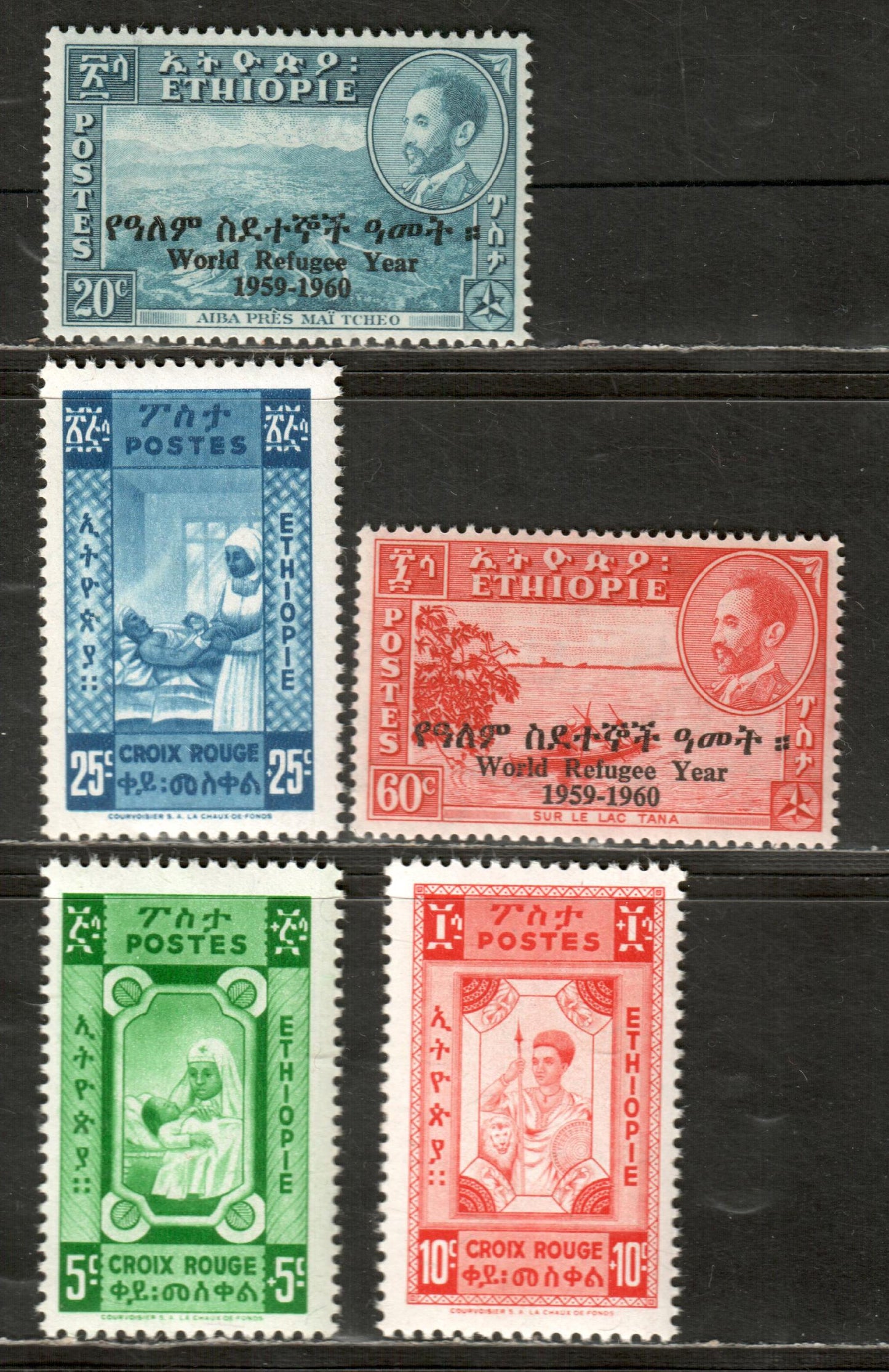 Ethiopia SC#268/356 1945-1960 Nurse & Baby / WRY Issues, 5 VFNH Singles, Click on Listing to See ALL Pictures, 2017 Scott Cat. $9.25
