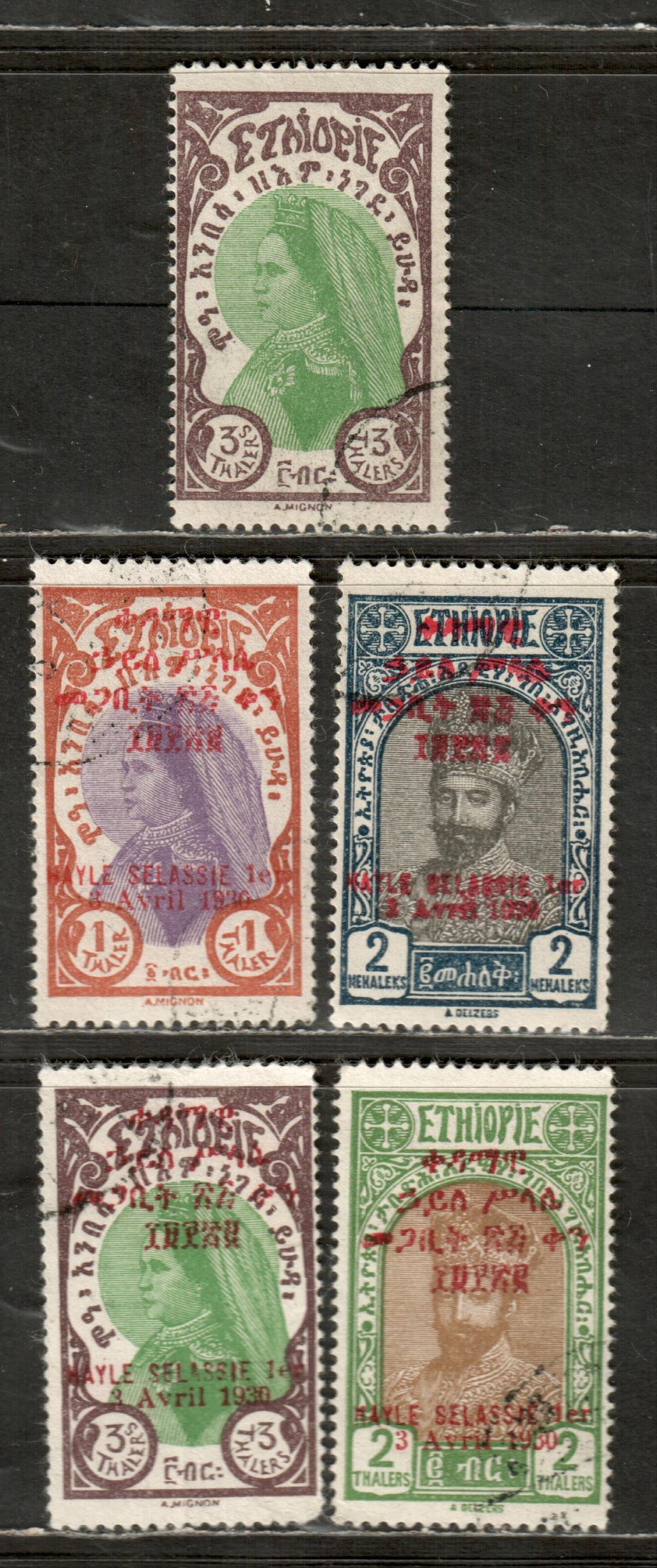 Lot 255 Ethiopia SC#164/189 1928-1930 Ras Tafari & Empress Zauditu / O ...