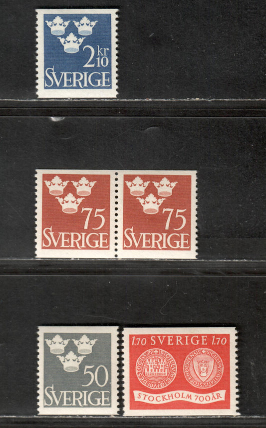 Sweden SC#439/473 1952-1954 3 Crowns / 3 Crowns Issues, 3 VFNH Singles And 1 Pair, Click on Listing to See ALL Pictures, 2017 Scott Cat. $18