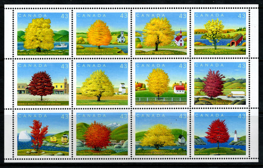 Lot 152 Canada #1524var 43c Multicoloured Bigleaf Maple - Red Maple, 1994 Canada Day Issue, A VFNH Field Stock Pane On LF4 Peterborough Paper, The Normal Paper For This Issue