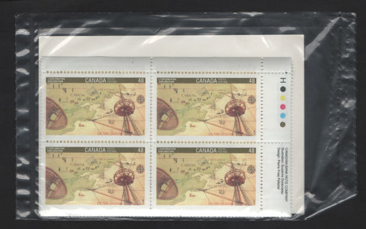 Canada #1406 48c Multicoloured Exploration, 1992 Canada '92 Issue, A VFNH Sealed Pack of Inscription Blocks Type 4 DF2 Blue & White Cardboard Insert, DF1/DF2 Harrison Paper