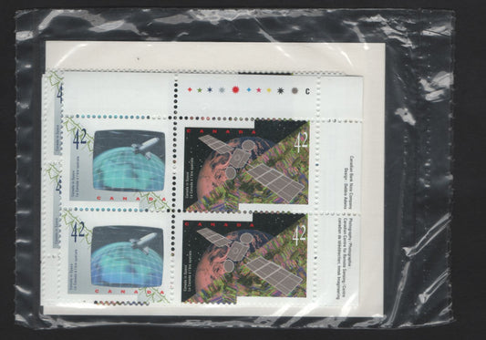 Canada #1442a 42c Multicoloured Anik E2 Satellite & Astronauts Achievements, 1992 Canada In Space Issue, A VFNH Sealed Pack of Inscription Blocks Type 4 DF2 Blue & White Cardboard Insert, DF1/DF2 Coated Papers Paper