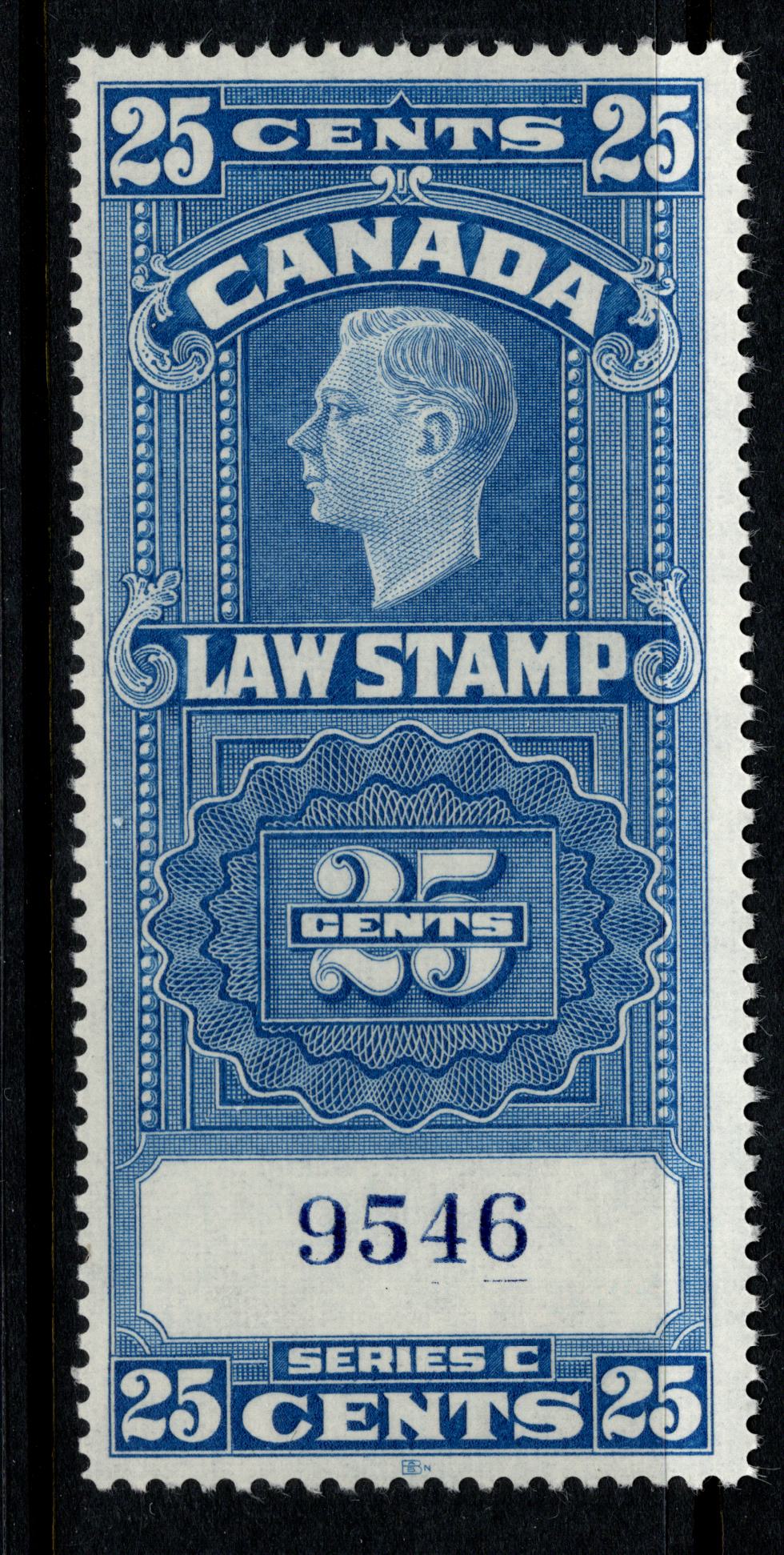 Lot 152 Canada #FSC24 25c Blue King George VI, 1938-1957 Supreme Court Issue, A VFNH Single
