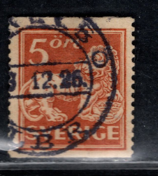 Lot 67 Sweden SC#133 [Facit 142Ea] 5o Brownish Orange Red 1920-1926 Standing Lion Issue, Unwatermarked, Perf 13 Vertical, A Very Fine Used Single, Click on Listing to See ALL Pictures, 2017 Scott Cat. $1400kr = $182
