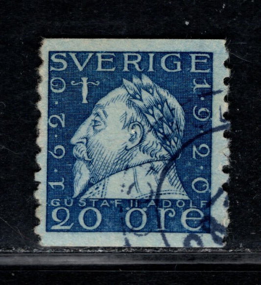 Lot 156 (C) Sweden SC#165 [Facit 152cx] 20o Blue 1920 Gustav II Adolf Issue, With Upward Sloping Wmk, Perf 10 Vertical, A Fine/Very Fine Used Single, Click on Listing to See ALL Pictures, Estimated Value $30
