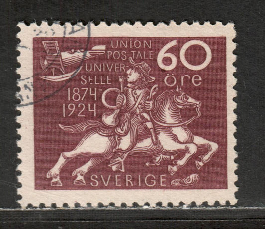 Lot 75 Sweden SC#223 60 ore Violet Brown 1924 UPU Congress Issue, A F/VF Used Single, Click on Listing to See ALL Pictures, Estimated Value $55