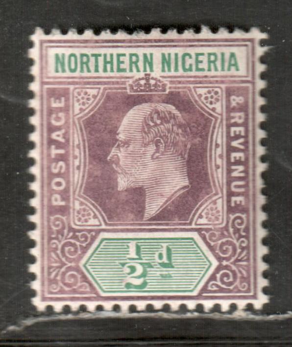 Lot 158 Northern Nigeria SG #20a 1/2d Dull Purple & Green King Edward VII, 1905-1907 Imperium Keyplates Issue With Multiple Crown CA Wmk On Chalky Paper, A VFNH Single 278,280 Were Issued In Oct. 1907 From 1 Printing, But There Were Shade Varieties