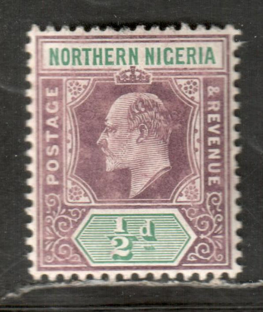 Lot 158 Northern Nigeria SG #20a 1/2d Dull Purple & Green King Edward VII, 1905-1907 Imperium Keyplates Issue With Multiple Crown CA Wmk On Chalky Paper, A VFNH Single 278,280 Were Issued In Oct. 1907 From 1 Printing, But There Were Shade Varieties