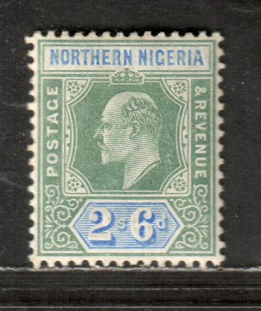 Lot 79 Northern Nigeria SG #27a 2/6d Dull Bluish Green & Ultramarine King Edward VII, 1905-1907 Imperium Keyplates Issue With Multiple Crown CA Wmk On Chalky Paper, A VFOG Single Only 24,360 Issued