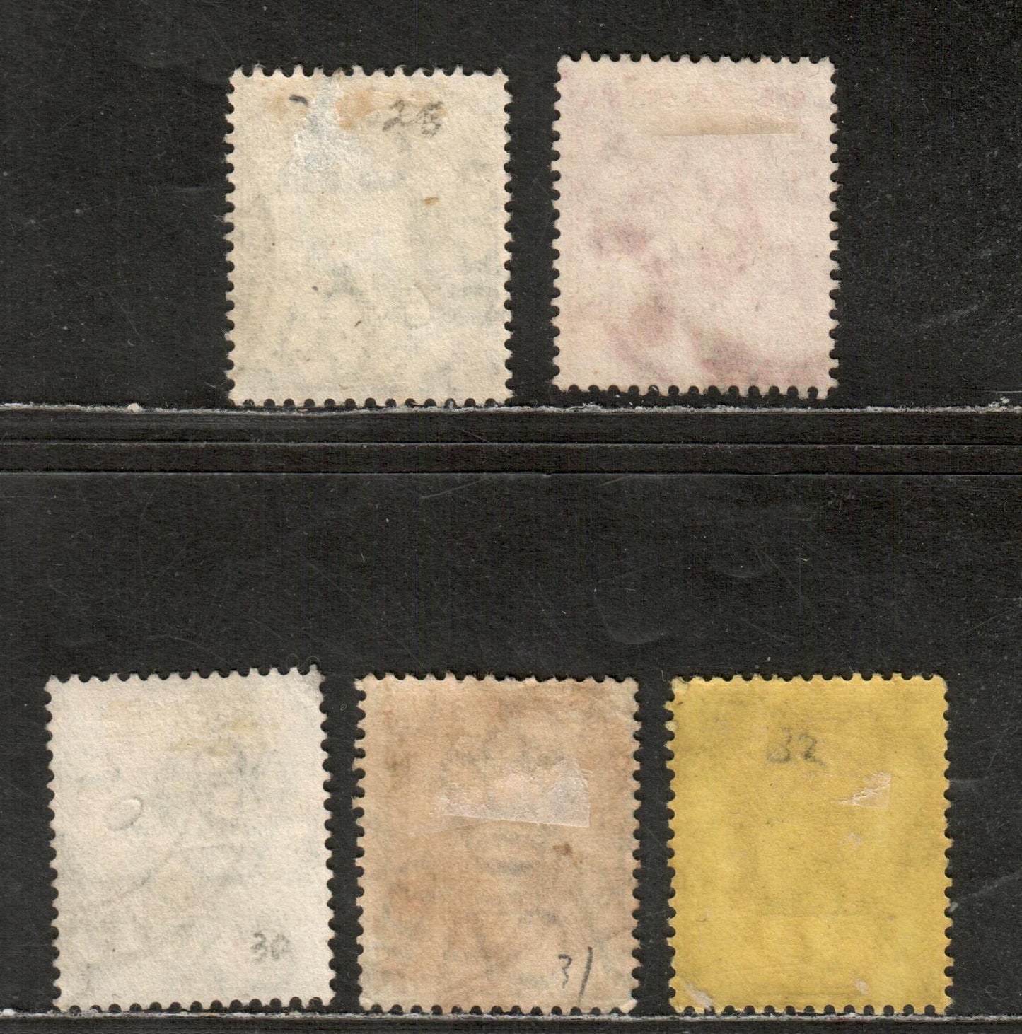 Northern Nigeria SG #28-32  King Edward VII, 1910-1911 Imperium Keyplates Issue In "Universal Colours" With Multiple Crown CA Wmk, 5 F & VF Used Singles 1/2d Dull Green - 3d Brown On Yellow