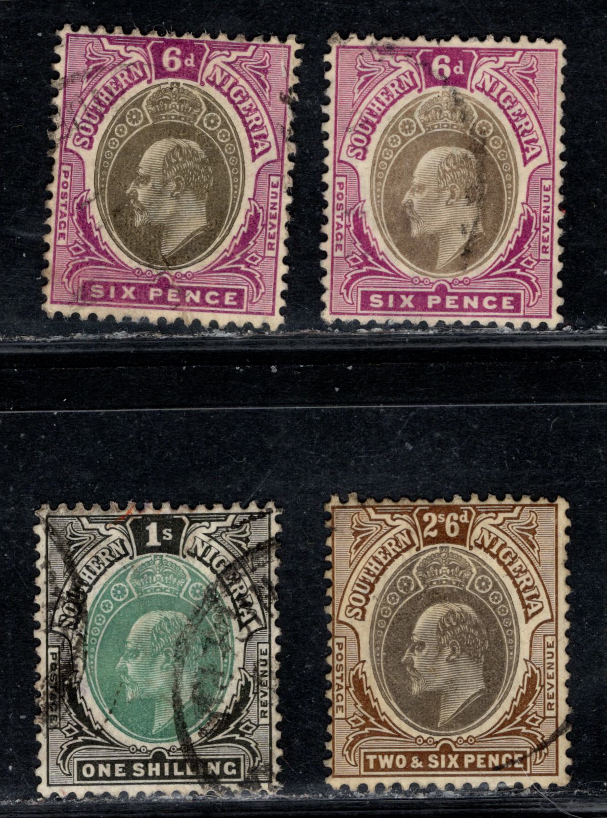 Lot 83 Southern Nigeria SG#27ab-29ab 1907-1909 King Edward VII Keyplates Issue, Multiple Crown CA Wmk, Chalky Paper, Head B, 4 Very Fine Used Singles, Click on Listing to See ALL Pictures, Estimated Value £50