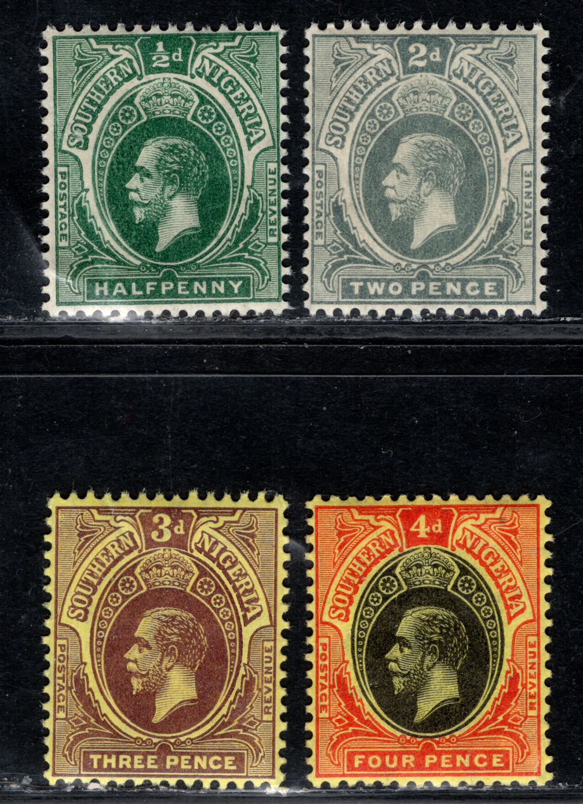 Lot 159 Southern Nigeria SG#45/50 1912-1913 King George V Keyplate Issue, Multiple Crown CA Wmk, , 4 VFNH Singles, Click on Listing to See ALL Pictures, Estimated Value $11