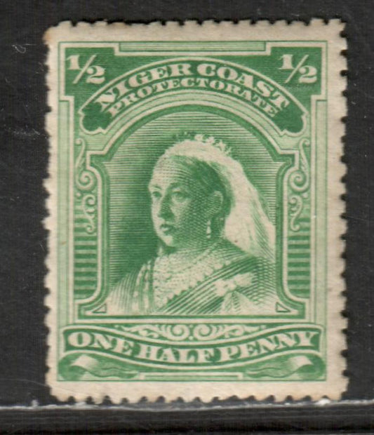Niger Coast Protectorate SG#51d 1/2d Deep Green Queen Victoria, 1894-1895 Unwatermarked Waterlow Widow's Weeds Issue, A Fine Small Part OG Single Perf 13 1/2-14 Comp 12-13 On Horizontal Wove Paper