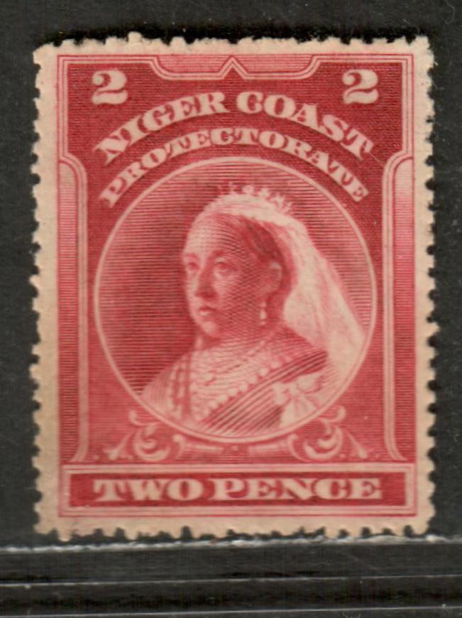 Niger Coast Protectorate SG#53 2d Carmine Queen Victoria, 1894-1895 Unwatermarked Waterlow Widow's Weeds Issue, A VFNG Single Perf 14 1/2-15 On Vertical Wove Paper