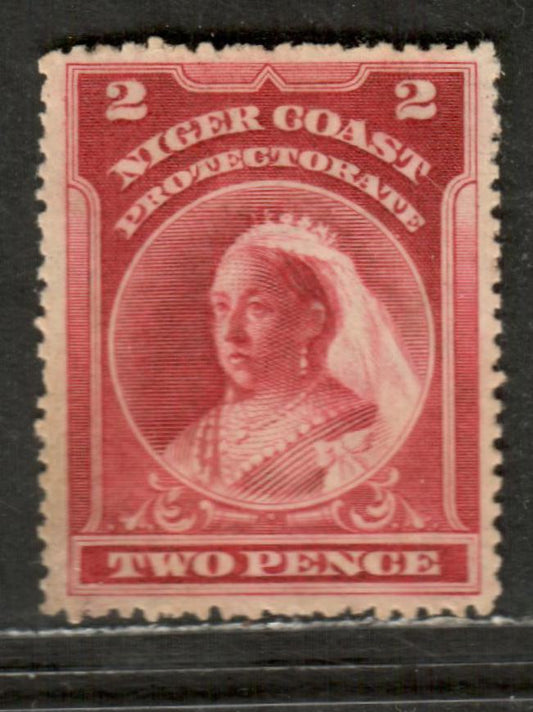 Niger Coast Protectorate SG#53 2d Carmine Queen Victoria, 1894-1895 Unwatermarked Waterlow Widow's Weeds Issue, A VFNG Single Perf 14 1/2-15 On Vertical Wove Paper