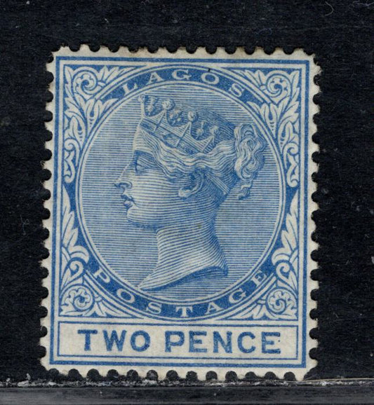 Lot 84 Lagos SG#11 2d Blue Queen Victoria, 1876-1879 Queen Victoria Keyplates Issue, A VFPOG Single Crown CC Wmk, Line Perf 14