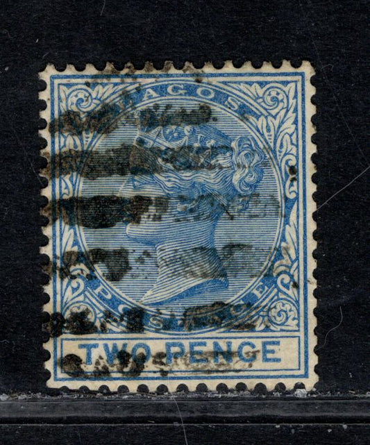 Lagos SG#11 2d Blue & Prussian Blue Queen Victoria, 1876-1879 Queen Victoria Keyplates Issue, A Very Fine Used Single Crown CC Wmk, Comb Perf, November 1880 Printing