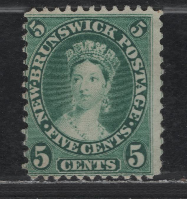 New Brunswick - Canada #8a 5c Blue Green Queen Victoria, 1860-1867 Cents Issue, A FNG Single Perf 12 On Soft Translucent Wove Paper