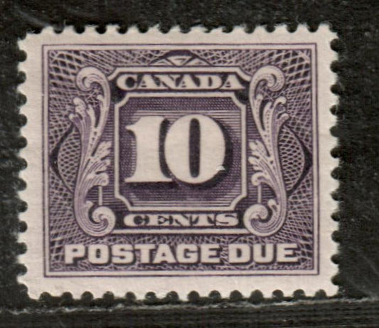 Lot 95 Canada #J5 10c Deep Rose Lilac Numeral On Fancy Background, 1924-1928 First Postage Due Issue, A VFOG Single Dry Printing