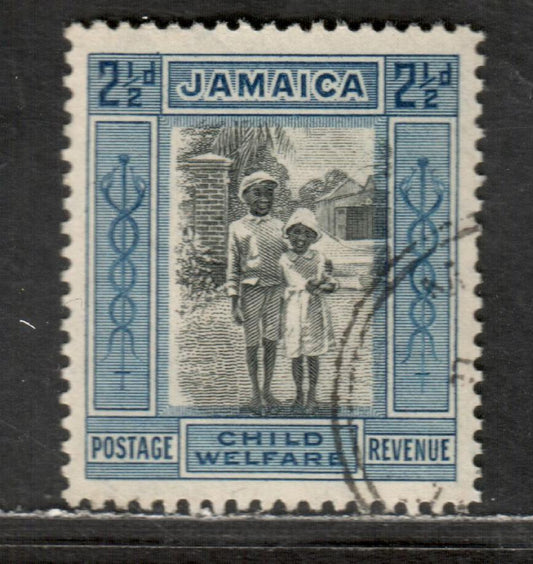 Jamaica SG# 113 2 1/2d + 1/2d Black & Blue, 1923 Child Welfare Semi-Postal Issue, A Very Fine Used Single