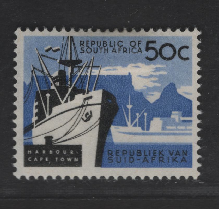 South Africa SC#265 50c Ultramarine & Black Cape Town Harbor, 1961 Pictorial Issue, A VFOG Single, Perf 14, Wmk 330