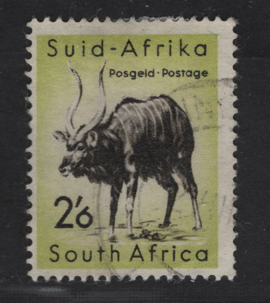 South Africa SC#227 2/6 Green & Multicolored Nyala, 1960 Wildlife Pictorial Issue, A Fine Used Single, Perf 15x14,