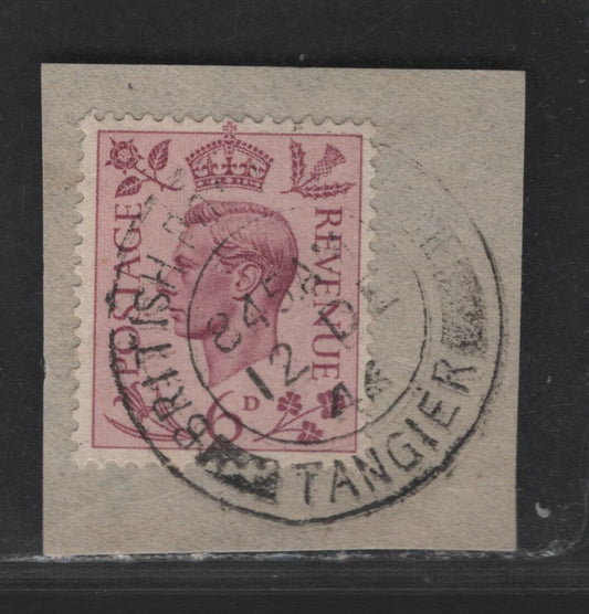 Morocco Agencies SG#Z186 6d Purple King George VI, 1937-1939 KGVI Issue, A Very Fine Used Single On Piece