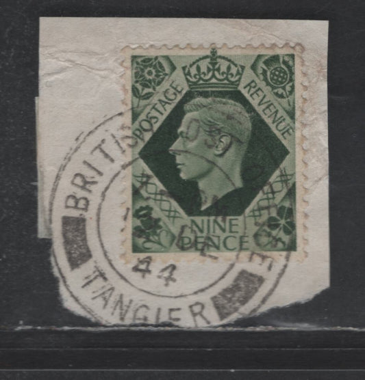 Morocco Agencies SG#Z189 9d Deep Olive Green King George VI, 1937-1939 KGVI Issue, A Very Fine Used Single On Piece