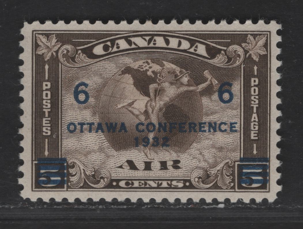 Lot 173 Canada #C4 6c on 5c Deep Olive Brown Mercury & Globe, 1932 Ottawa Economic Conference Issue, A VFOG Single Semi-Gloss Cream Gum