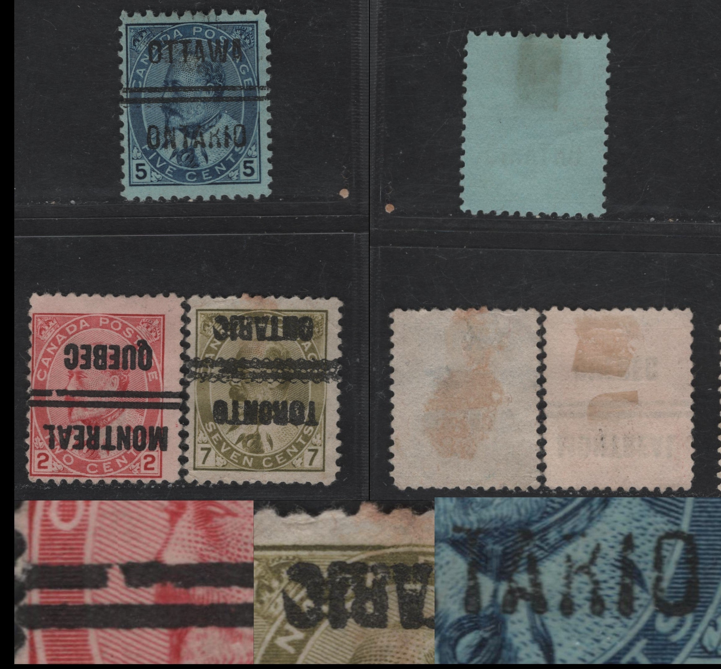 Lot 388 Canada #90xx-92xx 2c, 5c, 7c Rose, Blue On Bluish & Greenish B ...
