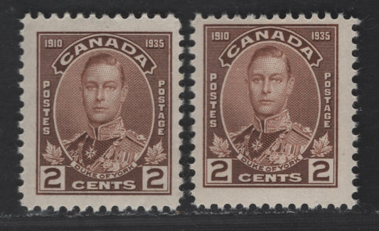 Canada #212-var 2c Brown Duke Of York, 1935 Silver Jubilee Issue, Fine NH Singles,  Medium & Thin Translucent Paper With Clear Vertical Mesh, Unlisted, Cream Semi-Gloss Gum
