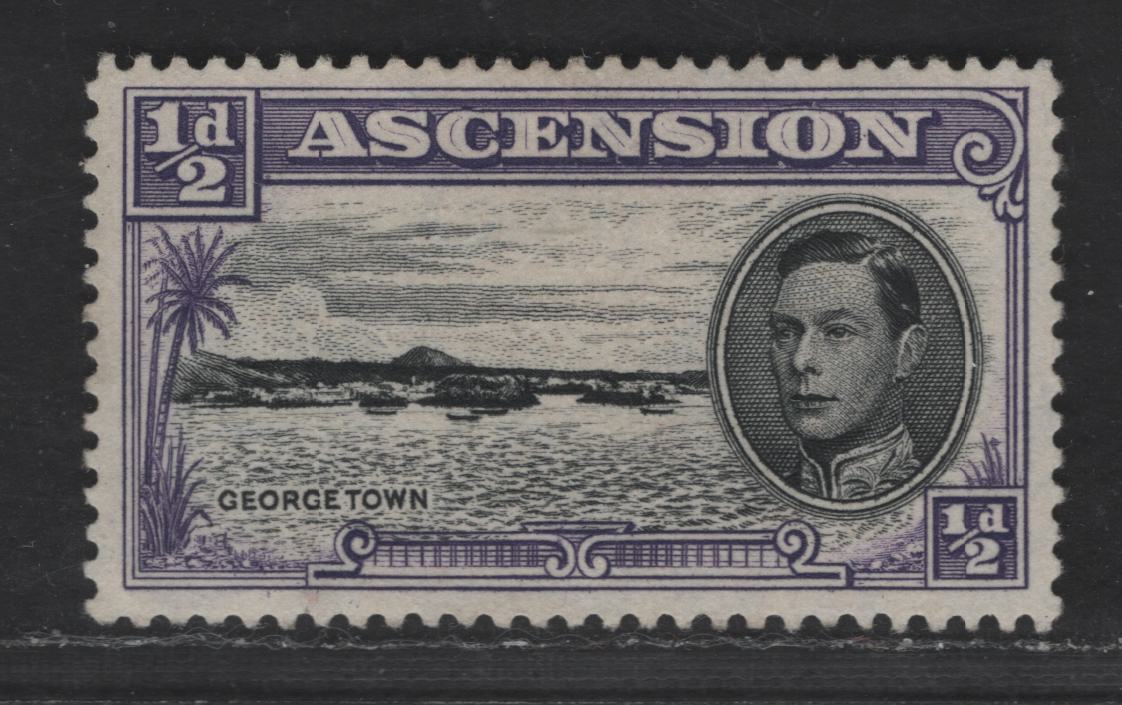 Ascension SG#38 1/2d Black & Violet Georgetown, 1938-1953 KGVI Pictorial Issue, A VFOG Single, Perf 13.5, Multiple Script CA Wmk