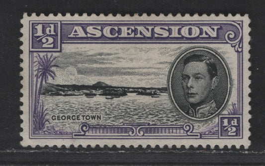 Ascension SG#38 1/2d Black & Violet Georgetown, 1938-1953 KGVI Pictorial Issue, A VFOG Single, Perf 13.5, Multiple Script CA Wmk