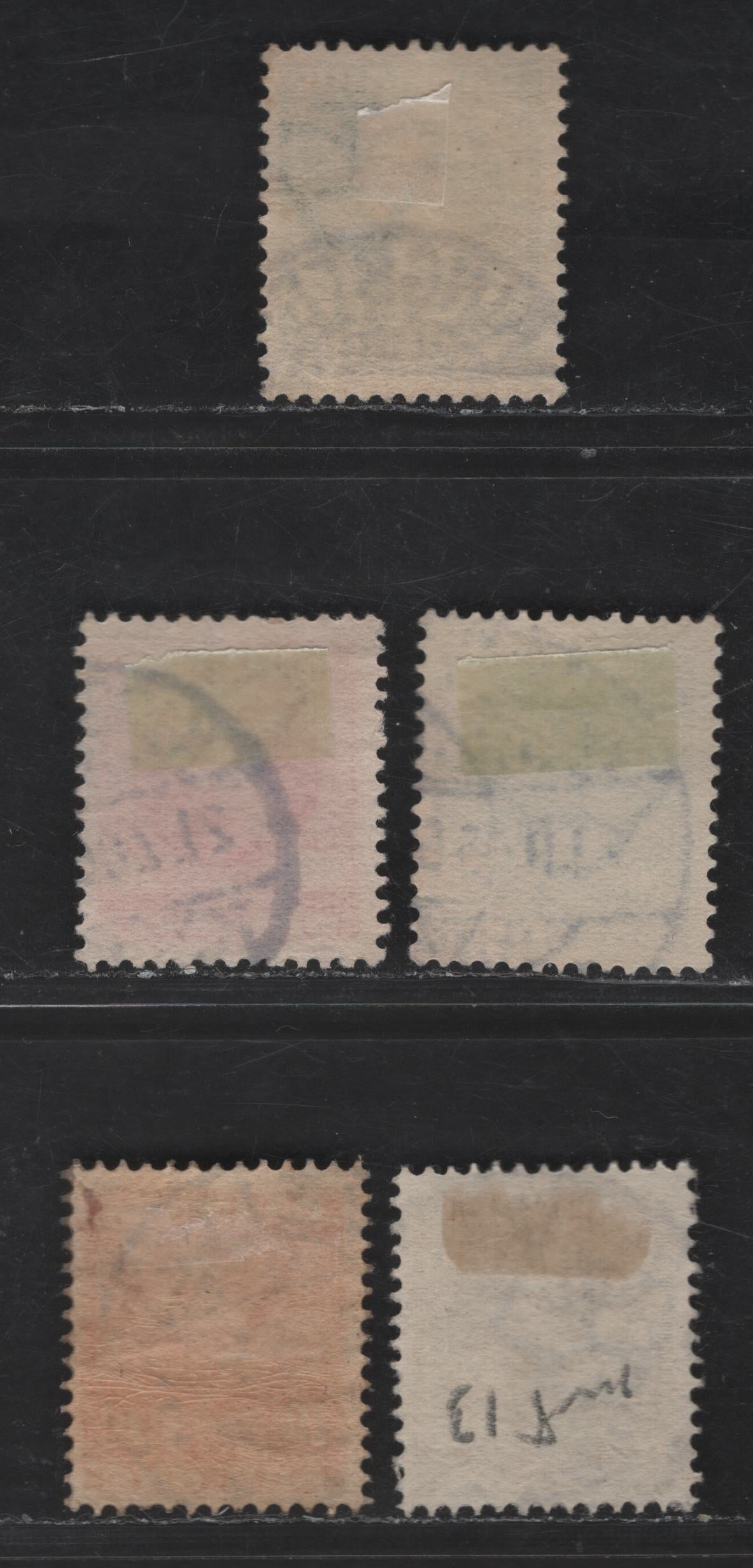 Denmark SC#65-66, 68, 70 10o - 5o Scarlet - Green King Christian IX, 1904-1906 King Christian IX Engraved & Re-Engraved Issues, 5 Fine Used Singles, Perf 13, Wmk 113